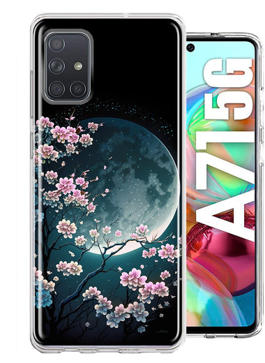 Samsung Galaxy A71 5G Kawaii Manga Pink Cherry Blossom Full Moon Hybrid Protective Phone Case Cover