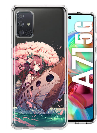 Samsung Galaxy A71 5G Kawaii Manga Pink Cherry Blossom Japanese Girl Boat Hybrid Protective Phone Case Cover