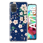 Samsung Galaxy A71 4G Kawaii Japanese Pink Cherry Blossom Navy Blue Hybrid Protective Phone Case Cover