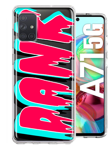 Samsung Galaxy A71 4G Teal Pink Clear Funny Text Quote Dank Hybrid Protective Phone Case Cover