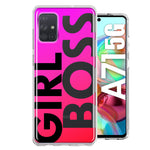 Samsung Galaxy A71 4G Pink Clear Funny Text Quote Girl Boss Hybrid Protective Phone Case Cover