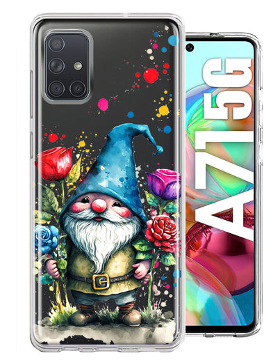 Samsung Galaxy A71 4G Gnome Red Purple Blue Roses Garden Hybrid Protective Phone Case Cover