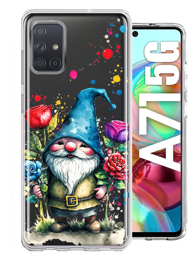 Samsung Galaxy A71 5G Gnome Red Purple Blue Roses Garden Hybrid Protective Phone Case Cover
