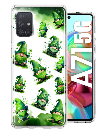 Samsung Galaxy A71 5G Gnomes Shamrock Lucky Green Clover St. Patrick Hybrid Protective Phone Case Cover