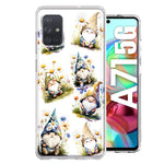 Samsung Galaxy A71 4G Cute White Blue Daisies Gnomes Hybrid Protective Phone Case Cover