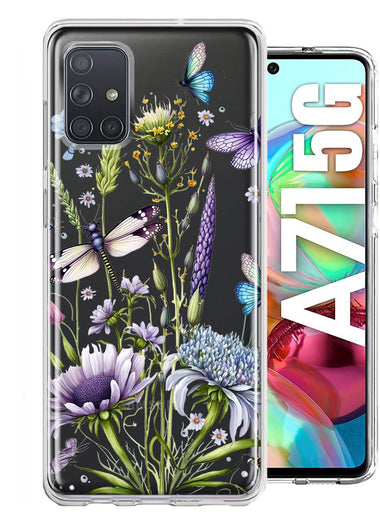 Samsung Galaxy A71 5G Lavender Dragonfly Butterflies Spring Flowers Hybrid Protective Phone Case Cover