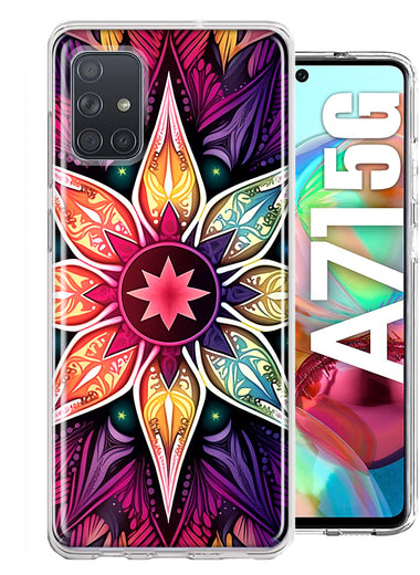 Samsung Galaxy A71 5G Mandala Geometry Abstract Star Pattern Hybrid Protective Phone Case Cover