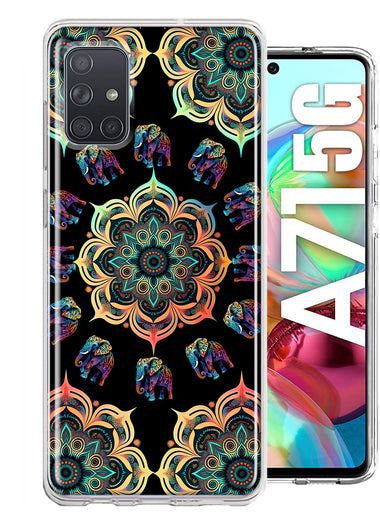 Samsung Galaxy A71 5G Mandala Geometry Abstract Elephant Pattern Hybrid Protective Phone Case Cover