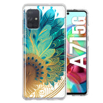 Samsung Galaxy A71 4G Mandala Geometry Abstract Peacock Feather Pattern Hybrid Protective Phone Case Cover