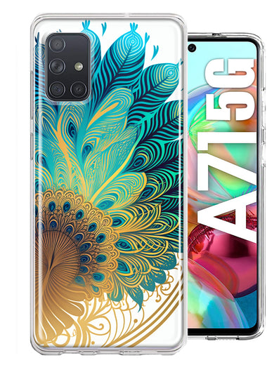 Samsung Galaxy A71 5G Mandala Geometry Abstract Peacock Feather Pattern Hybrid Protective Phone Case Cover