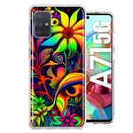 Samsung Galaxy A71 4G Neon Rainbow Psychedelic Trippy Hippie Daisy Flowers Hybrid Protective Phone Case Cover