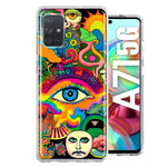Samsung Galaxy A71 5G Neon Rainbow Psychedelic Trippy Hippie Multiple Eyes Hybrid Protective Phone Case Cover