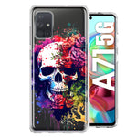 Samsung Galaxy A71 4G Fantasy Skull Red Purple Roses Hybrid Protective Phone Case Cover