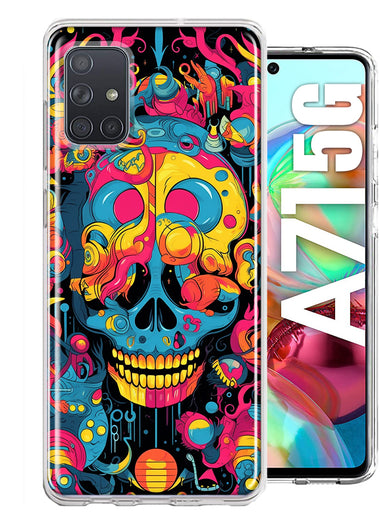 Samsung Galaxy A71 4G Psychedelic Trippy Death Skull Pop Art Hybrid Protective Phone Case Cover