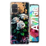 Samsung Galaxy A71 4G White Roses Graffiti Wall Art Painting Hybrid Protective Phone Case Cover