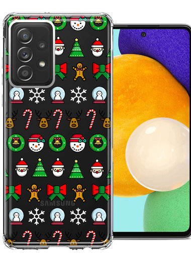Samsung Galaxy A72 Classic Christmas Polka Dots Santa Snowman Reindeer Candy Cane Design Double Layer Phone Case Cover