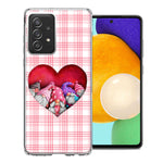 Samsung Galaxy A72 Valentine's Day Garden Gnomes Heart Love Pink Plaid Double Layer Phone Case Cover