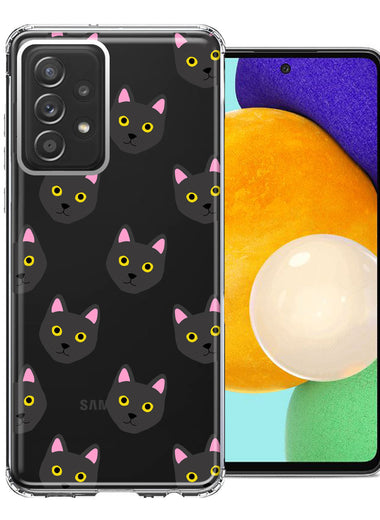 Samsung Galaxy A72 Black Cat Polkadots Design Double Layer Phone Case Cover