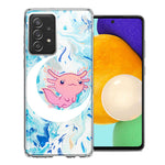 Samsung Galaxy A72 Pink Axolotl Moon Mable Design Double Layer Phone Case Cover