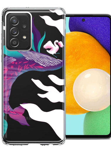 Samsung Galaxy A72 Mystic Floral Whale Design Double Layer Phone Case Cover