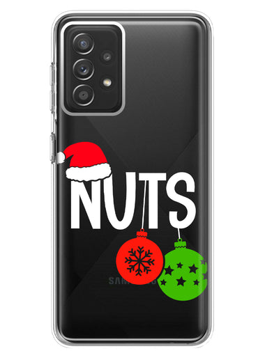 Samsung Galaxy A72 Christmas Funny Couples Chest Nuts Ornaments Hybrid Protective Phone Case Cover