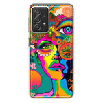 Samsung Galaxy A72 Neon Rainbow Psychedelic Hippie One Eye Pop Art Hybrid Protective Phone Case Cover