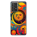 Samsung Galaxy A72 Neon Rainbow Psychedelic Indie Hippie Sun Moon Hybrid Protective Phone Case Cover