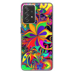 Samsung Galaxy A72 Neon Rainbow Psychedelic Hippie Wild Flowers Hybrid Protective Phone Case Cover