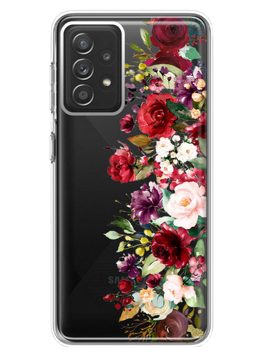 Samsung Galaxy A72 Red Summer Watercolor Floral Bouquets Ruby Flowers Hybrid Protective Phone Case Cover