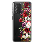 Samsung Galaxy A72 Red Summer Watercolor Floral Bouquets Ruby Flowers Hybrid Protective Phone Case Cover