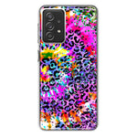 Samsung Galaxy A72 Vibrant Pink Purple Tie Dye Summer Leopard Swirl Rainbow Hybrid Protective Phone Case Cover