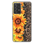 Samsung Galaxy A72 Yellow Summer Sunflowers Brown Leopard Honeycomb Hybrid Protective Phone Case Cover