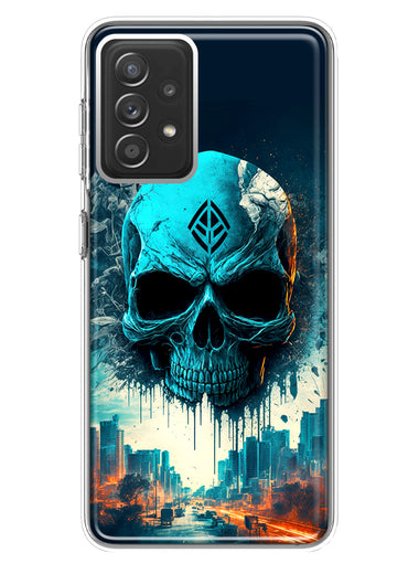 Samsung Galaxy A72 Blue Apocalypse Cyberpunk Skull Feather Double Layer Phone Case Cover