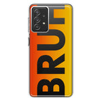 Samsung Galaxy A72 Orange Red Clear Funny Text Quote Bruh Hybrid Protective Phone Case Cover