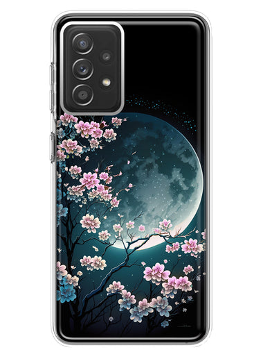 Samsung Galaxy A72 Kawaii Manga Pink Cherry Blossom Full Moon Hybrid Protective Phone Case Cover