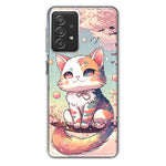 Samsung Galaxy A72 Kawaii Manga Pink Cherry Blossom Cute Cat Hybrid Protective Phone Case Cover