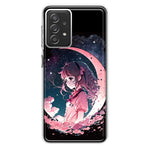 Samsung Galaxy A72 Kawaii Manga Pink Cherry Blossom Dreaming Moon Girl Hybrid Protective Phone Case Cover