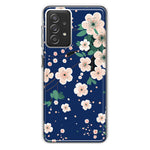 Samsung Galaxy A72 Kawaii Japanese Pink Cherry Blossom Navy Blue Hybrid Protective Phone Case Cover