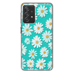 Samsung Galaxy A72 Turquoise Teal White Daisies Cute Daisy Polka Dots Double Layer Phone Case Cover