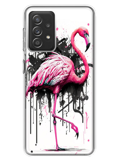Samsung Galaxy A72 Pink Flamingo Painting Graffiti Hybrid Protective Phone Case Cover