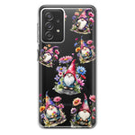 Samsung Galaxy A72 Cute Pink Purple Cosmos Flowers Gnomes Spring Floral Double Layer Phone Case Cover