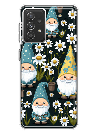 Samsung Galaxy A72 Cute White Daisies Gnomes Flowers Floral Double Layer Phone Case Cover