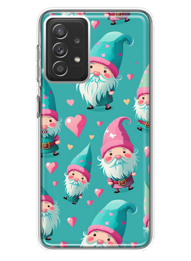 Samsung Galaxy A72 Turquoise Pink Hearts Gnomes Hybrid Protective Phone Case Cover