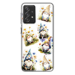 Samsung Galaxy A72 Cute White Blue Daisies Gnomes Hybrid Protective Phone Case Cover