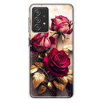 Samsung Galaxy A72 Romantic Elegant Gold Marble Red Roses Double Layer Phone Case Cover