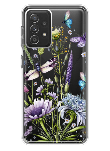 Samsung Galaxy A72 Lavender Dragonfly Butterflies Spring Flowers Hybrid Protective Phone Case Cover