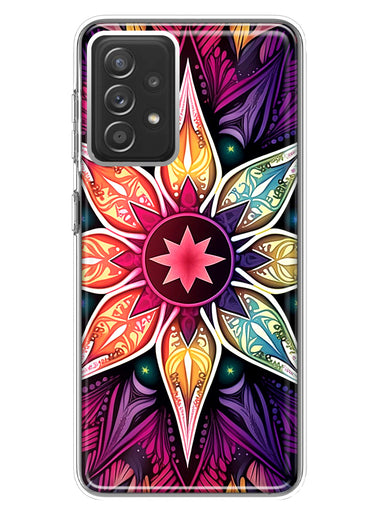 Samsung Galaxy A72 Mandala Geometry Abstract Star Pattern Hybrid Protective Phone Case Cover