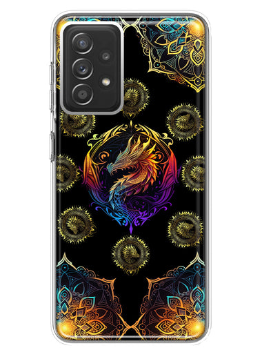 Samsung Galaxy A72 Mandala Geometry Abstract Dragon Pattern Hybrid Protective Phone Case Cover