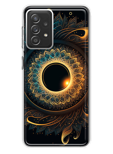 Samsung Galaxy A72 Mandala Geometry Abstract Eclipse Pattern Hybrid Protective Phone Case Cover