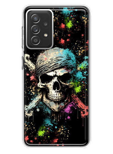 Samsung Galaxy A72 Fantasy Paint Splash Pirate Skull Hybrid Protective Phone Case Cover